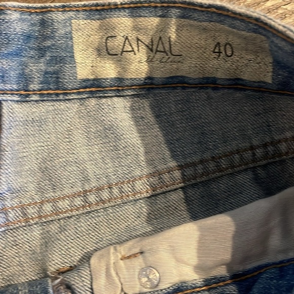 Distressed Blue Jeans with White Stripes CANAL - Picture 4 of 9